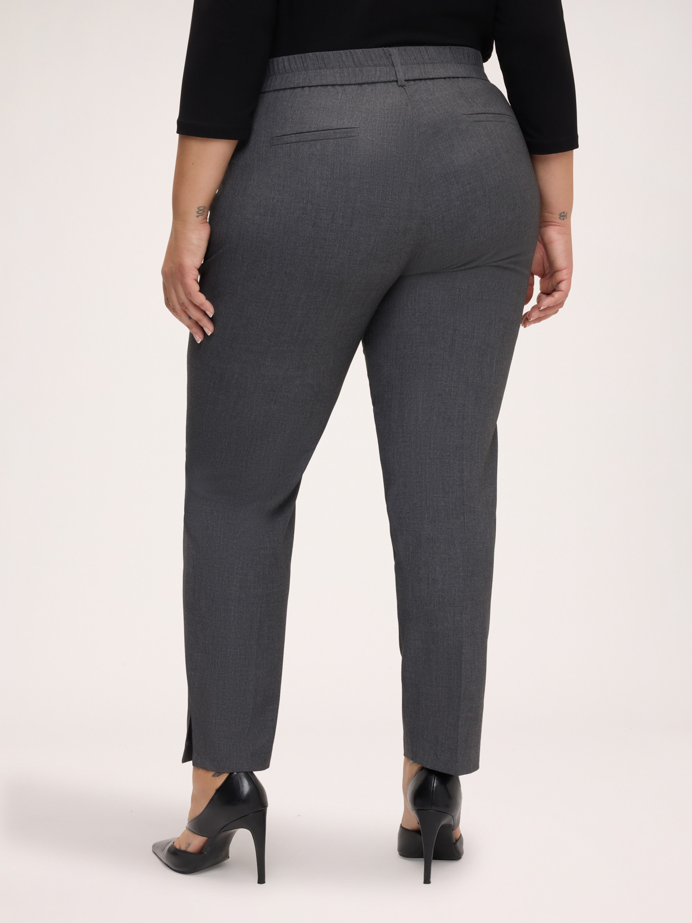 Carrot Fit Trousers in Melange Fabric image number 1