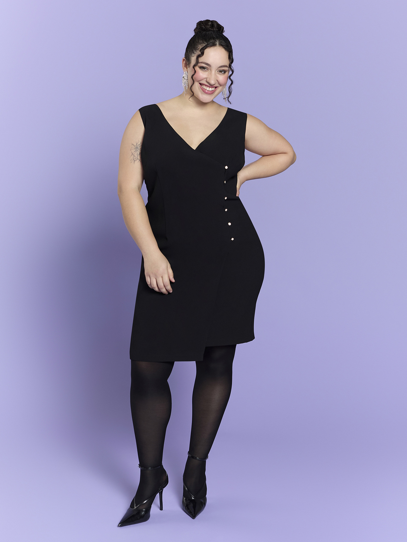 Sheath dress with jewel buttons - GLAM image number 1