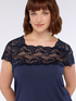 Jersey T-shirt with lace insert image number 2