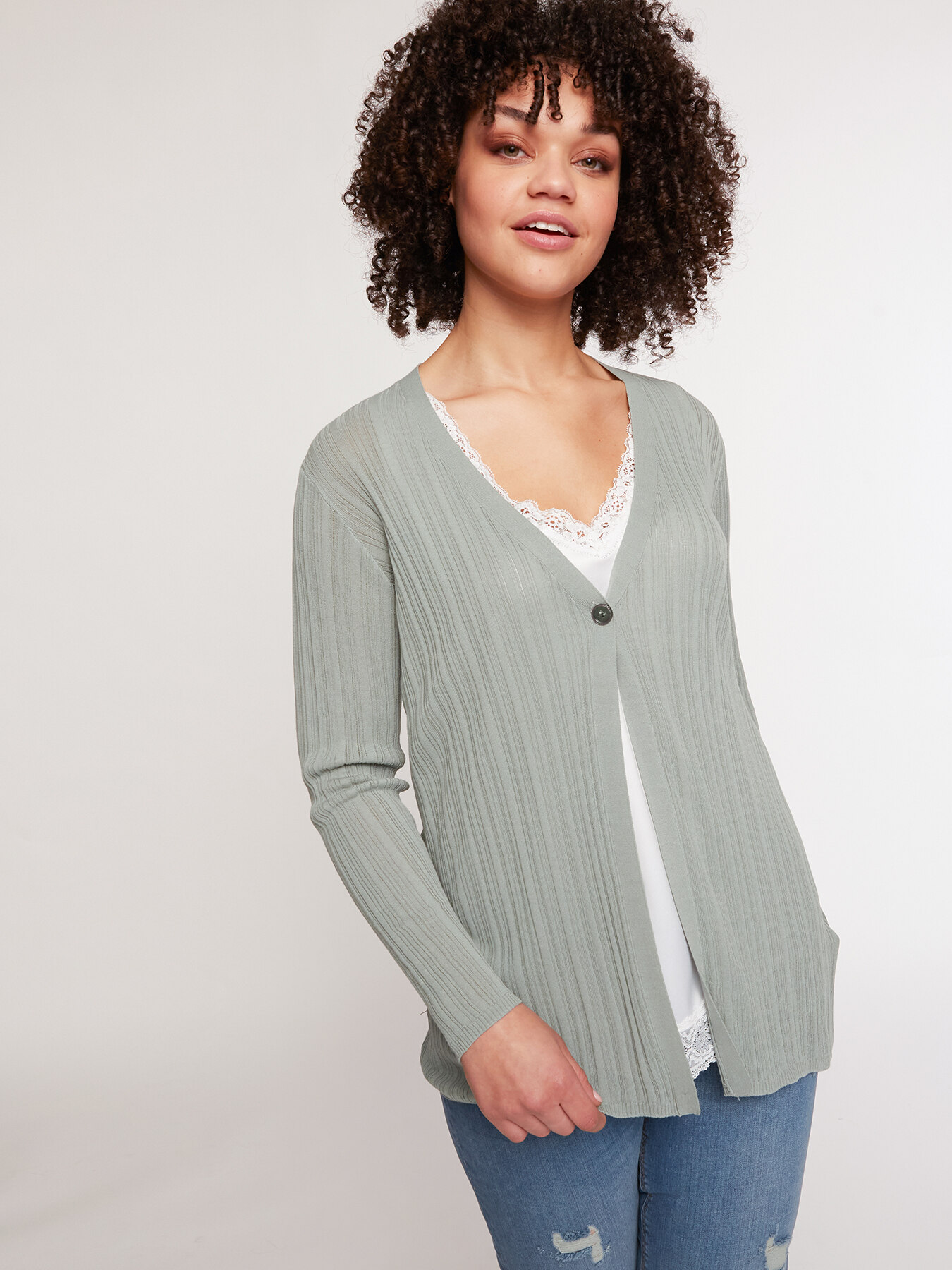 Cardigan leggero a coste image number 2