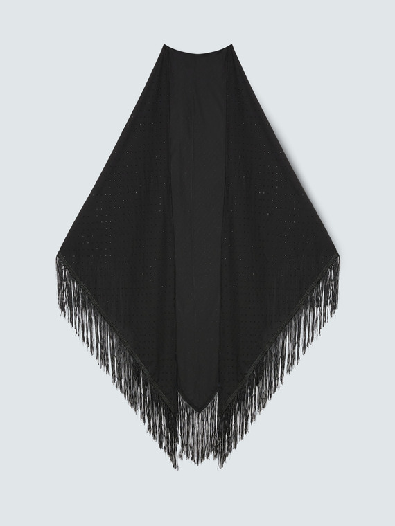 Fringed scarf with light spots