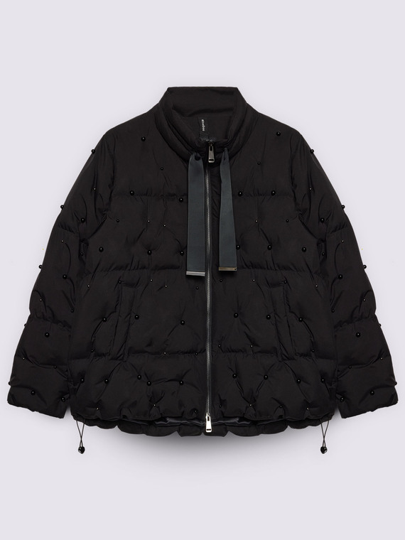 Down jacket with all-over pearl applications