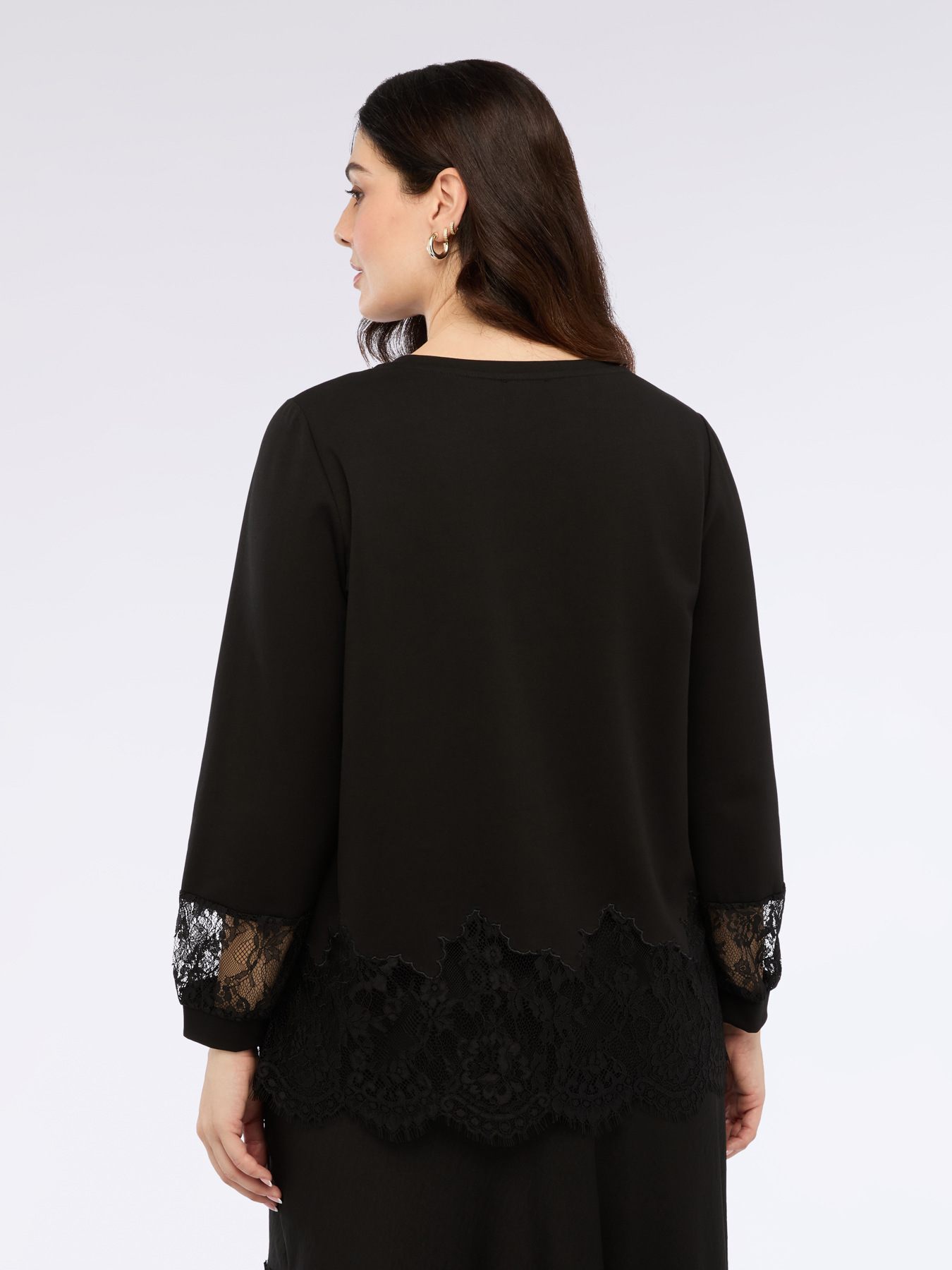 Sweat-shirt avec inserts en dentelle image number 1