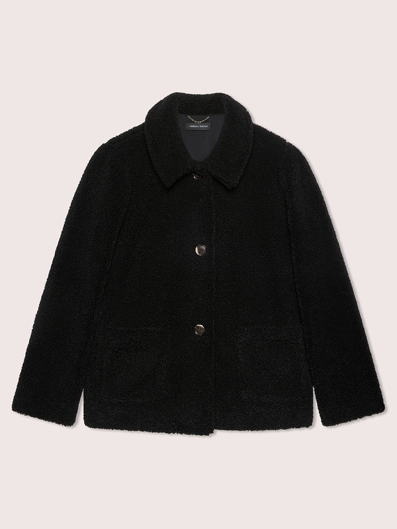Giacca effetto teddy con collo a camicia