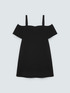 Robe courte off-shoulder en point de Milan image number 4