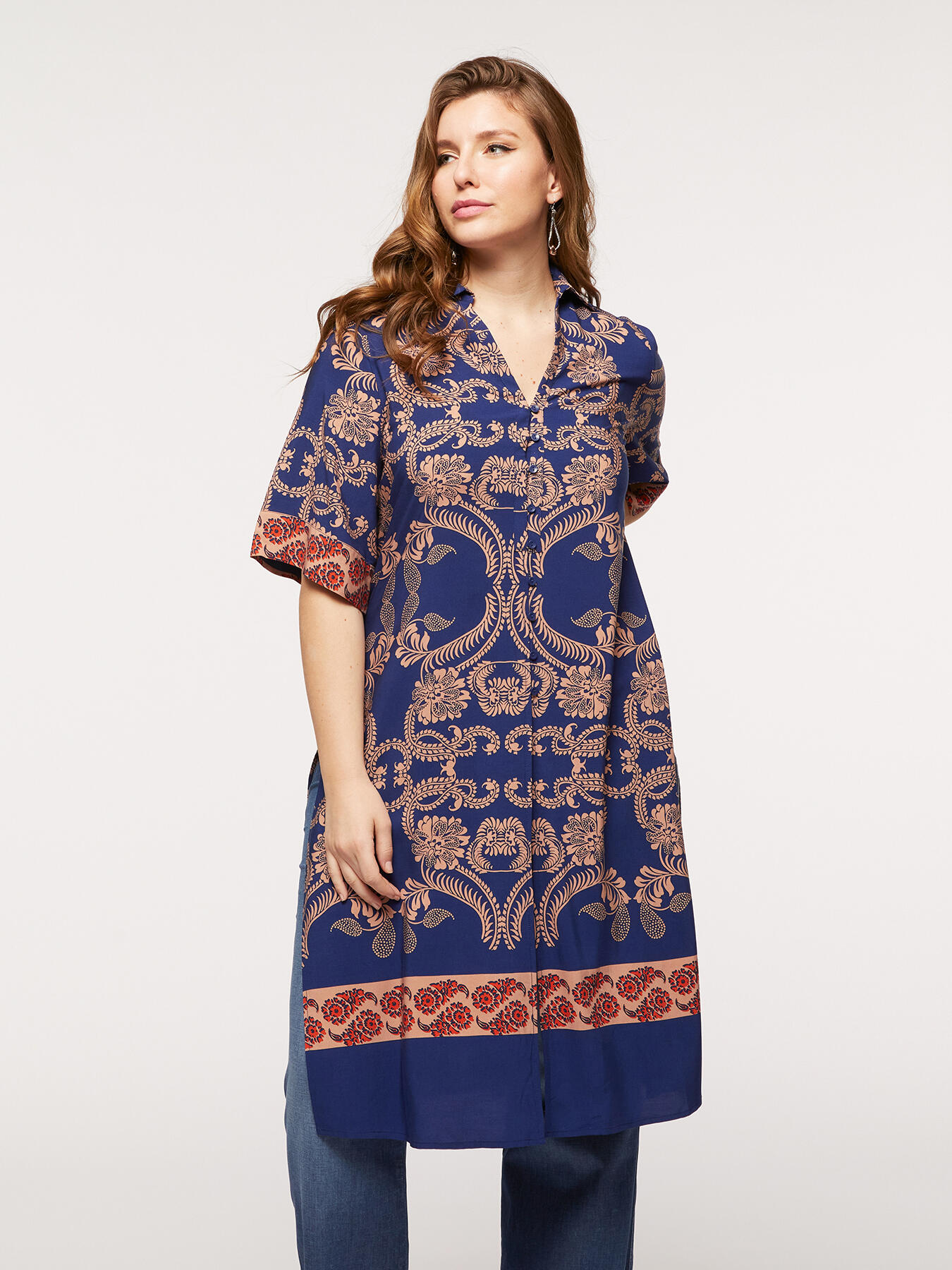 Camicia relaxed fit in viscosa dalla stampa orientale image number 3