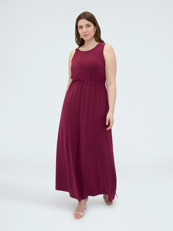 Long jersey dress with back neckline