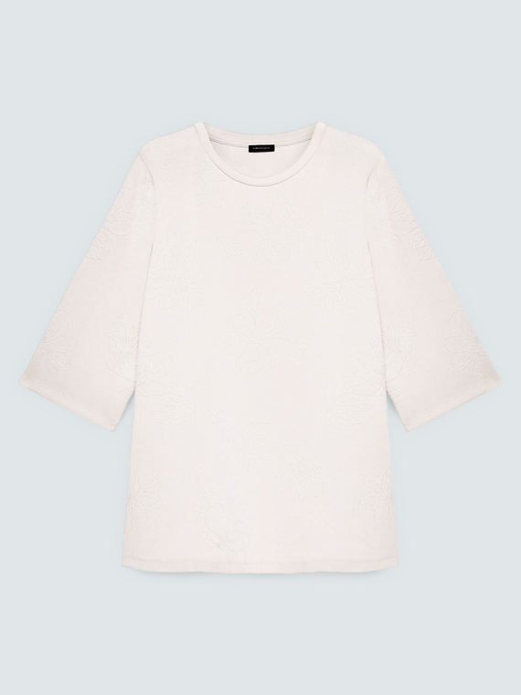 Scuba sweatshirt with floral embroidery