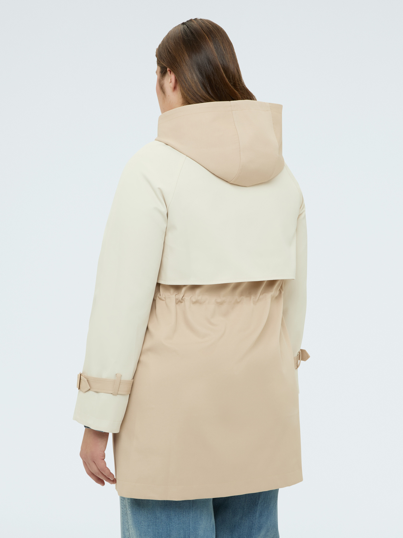 Two-tone hooded trench coat image number 1