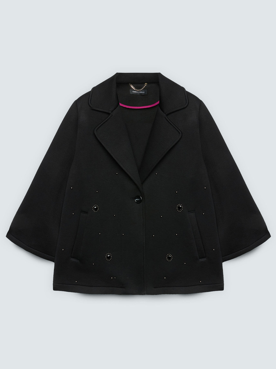 Double-breasted short scuba coat