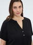 Lyocell blend T-shirt with buttons image number 3