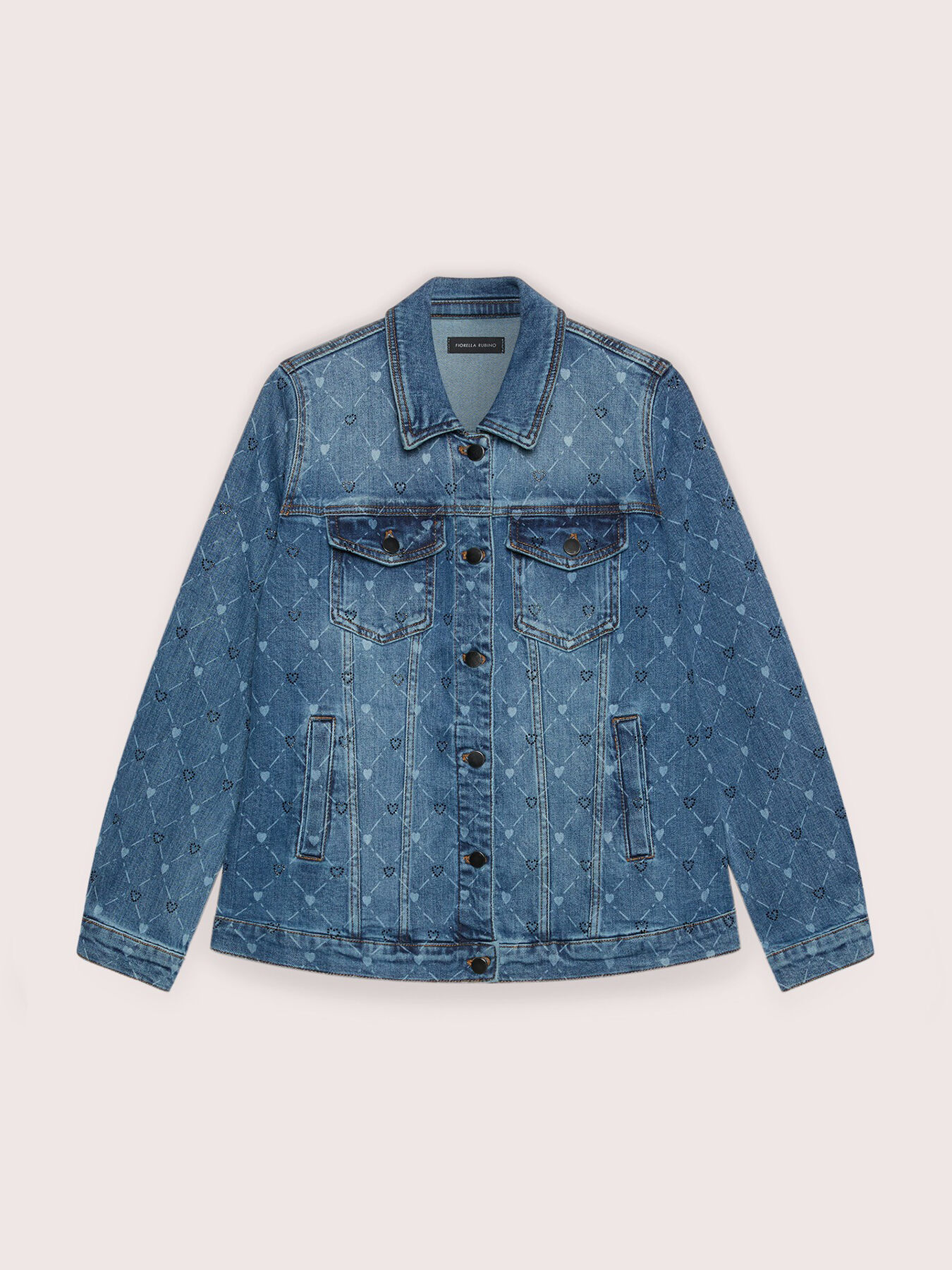 Jeansjacke mit Print und Herzen image number 4