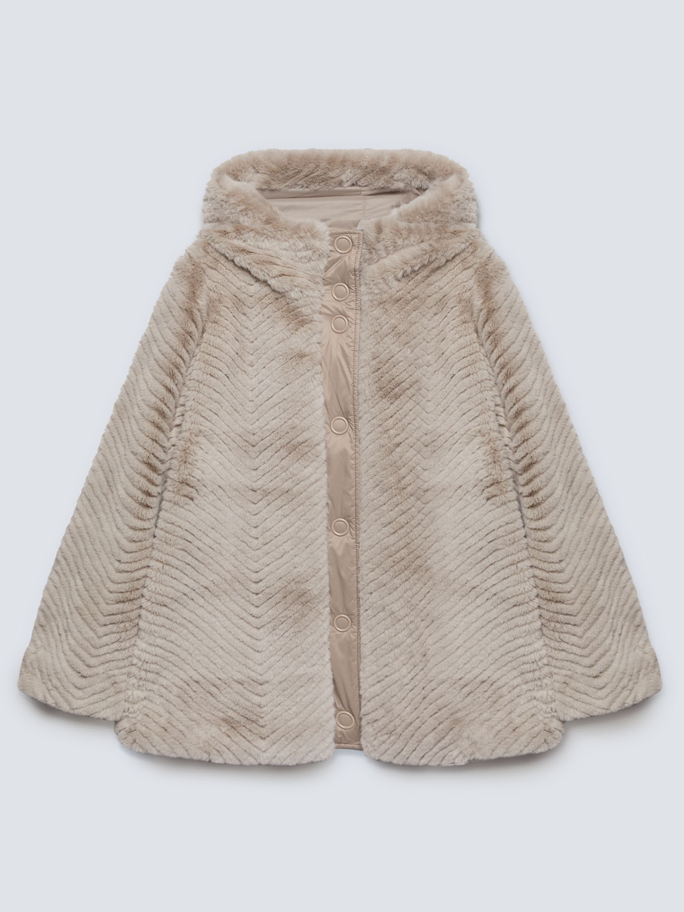 Nylon and fur-effect fabric down jacket image number 3