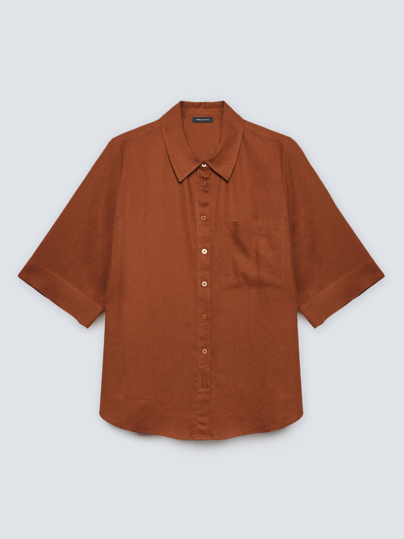 Relaxed fit linen and viscose shirt
