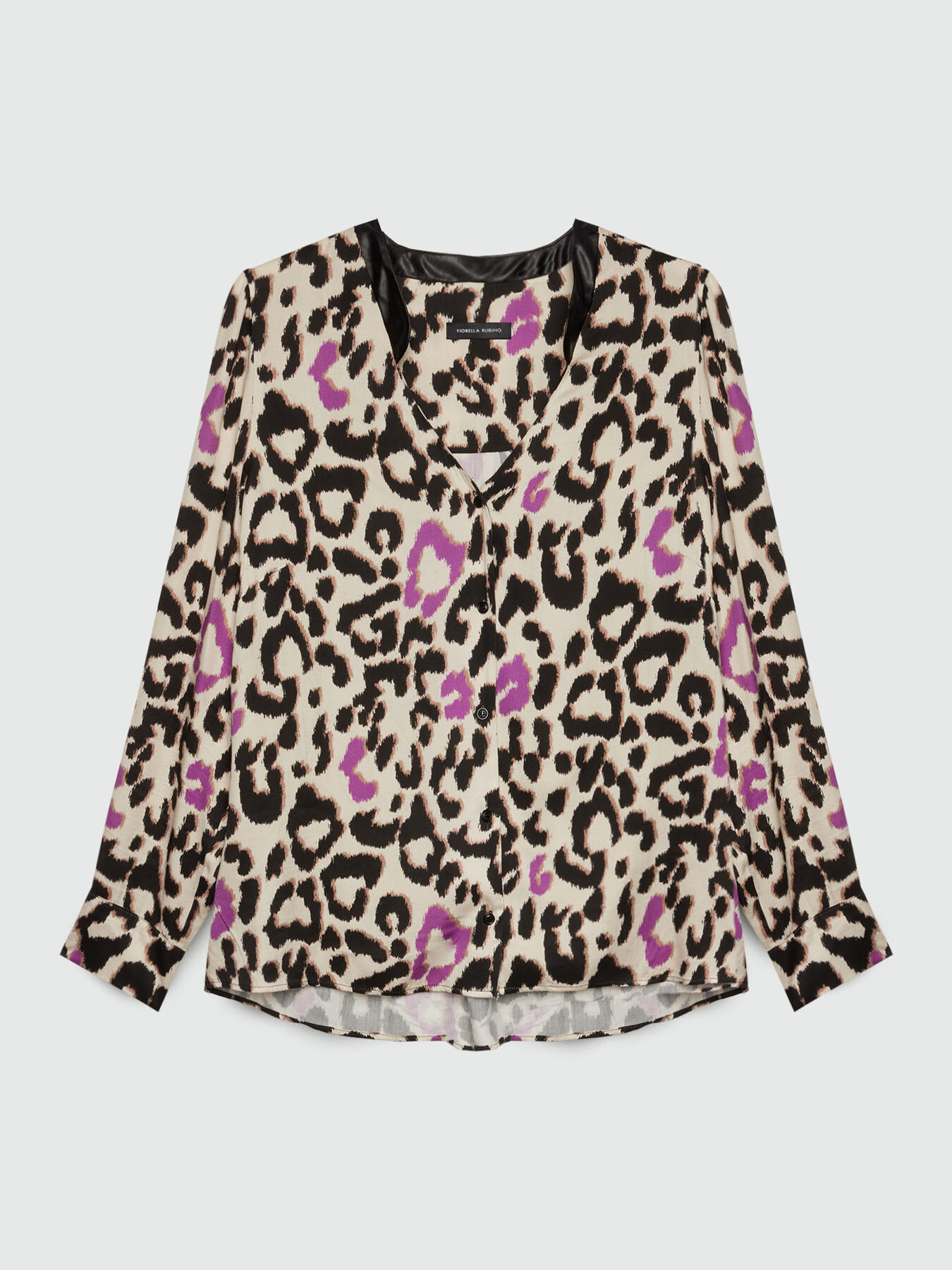 Leopard print V-neck shirt image number 5