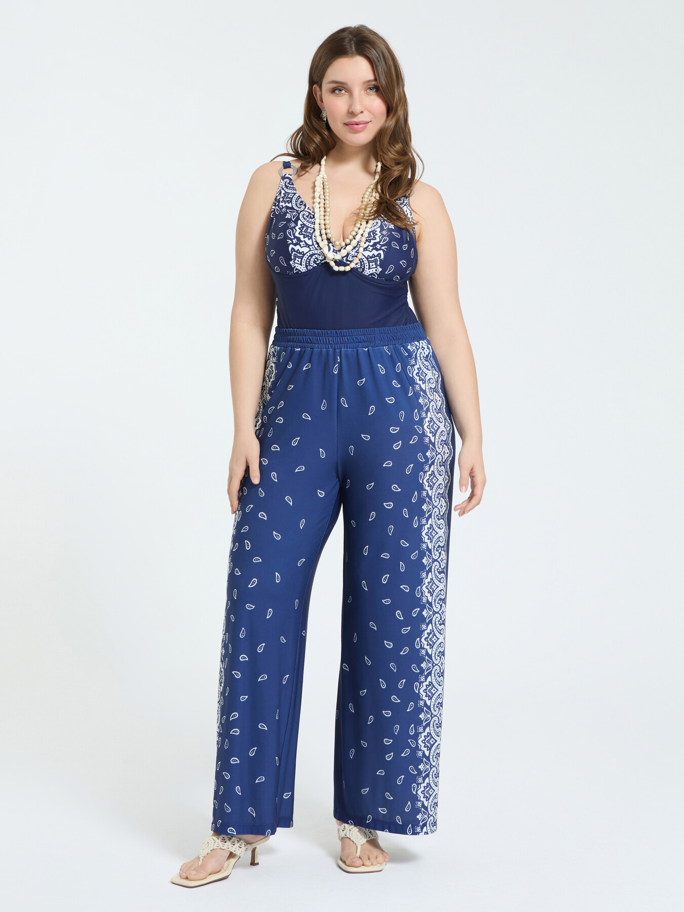 Wide Leg Bandana Print Trousers image number 3