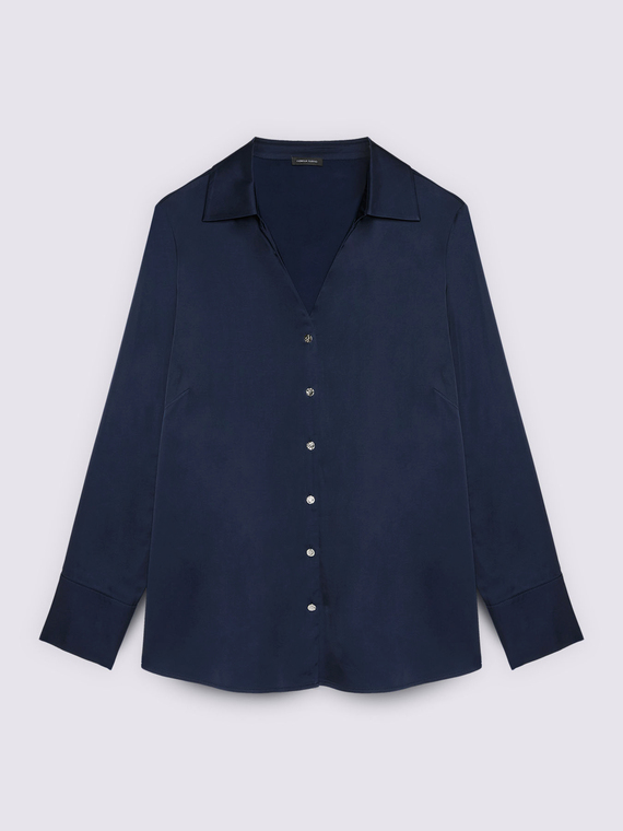 Chemise d&eacute;collet&eacute; en V en satin