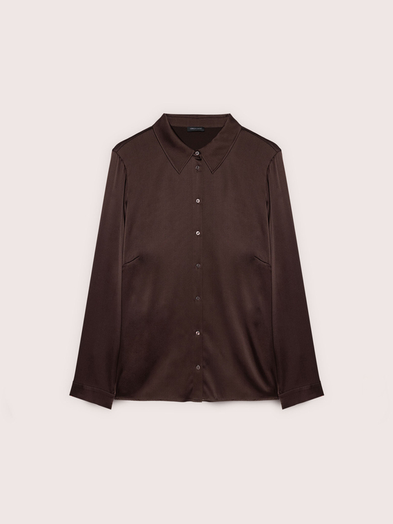 Stretch silk shirt with classic collar