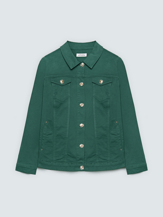 Denim jacket with decorative buttons