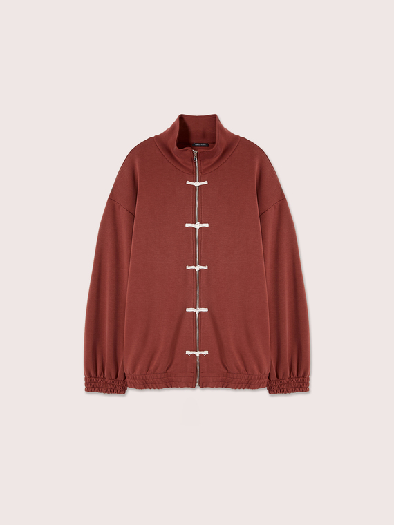 Sweatshirt with zip and toggles