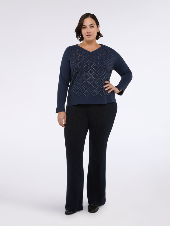 Pull col V avec d&eacute;tail losanges et points lumineux