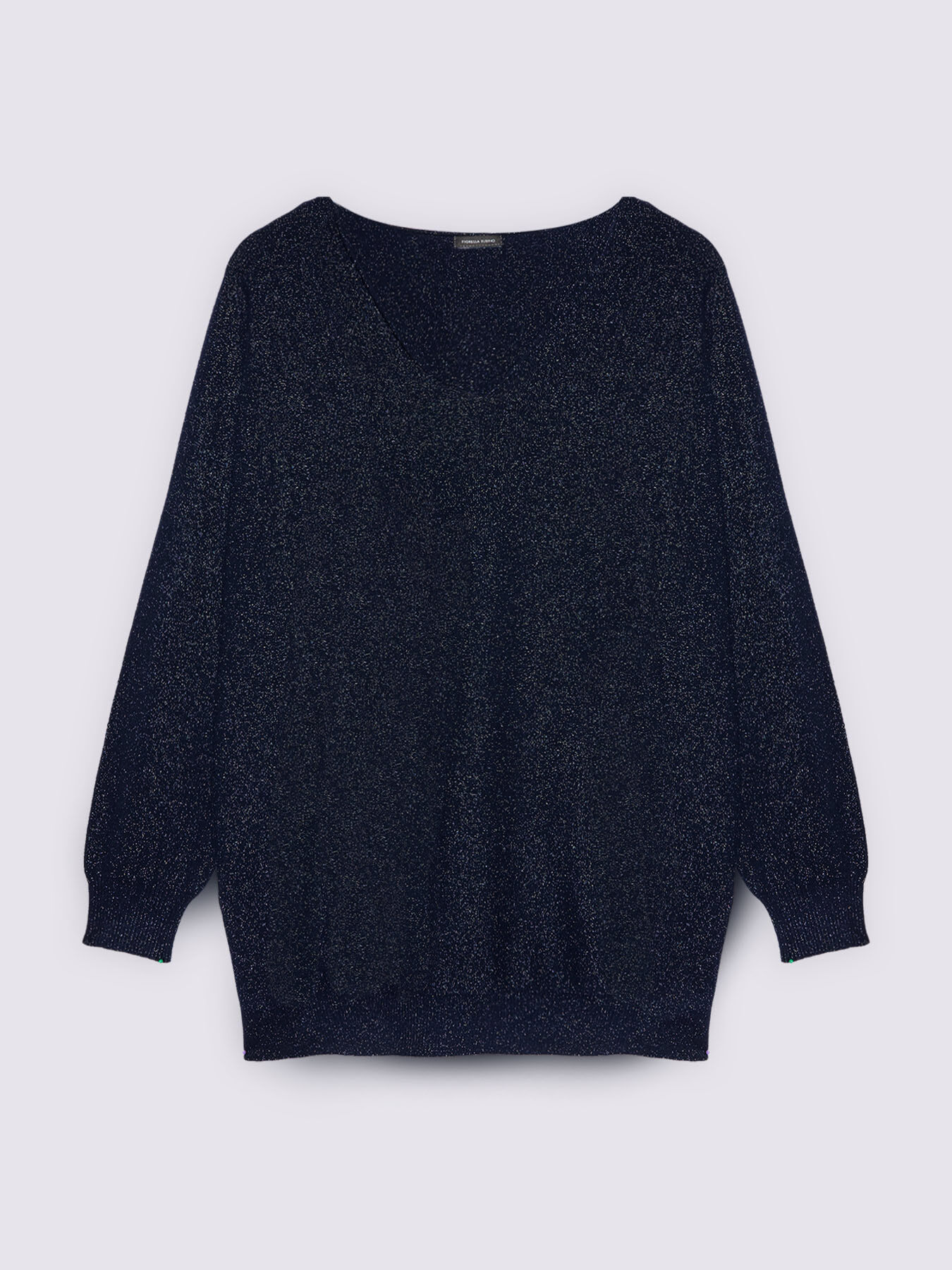 V-neck sweater in laminated fabric image number 4