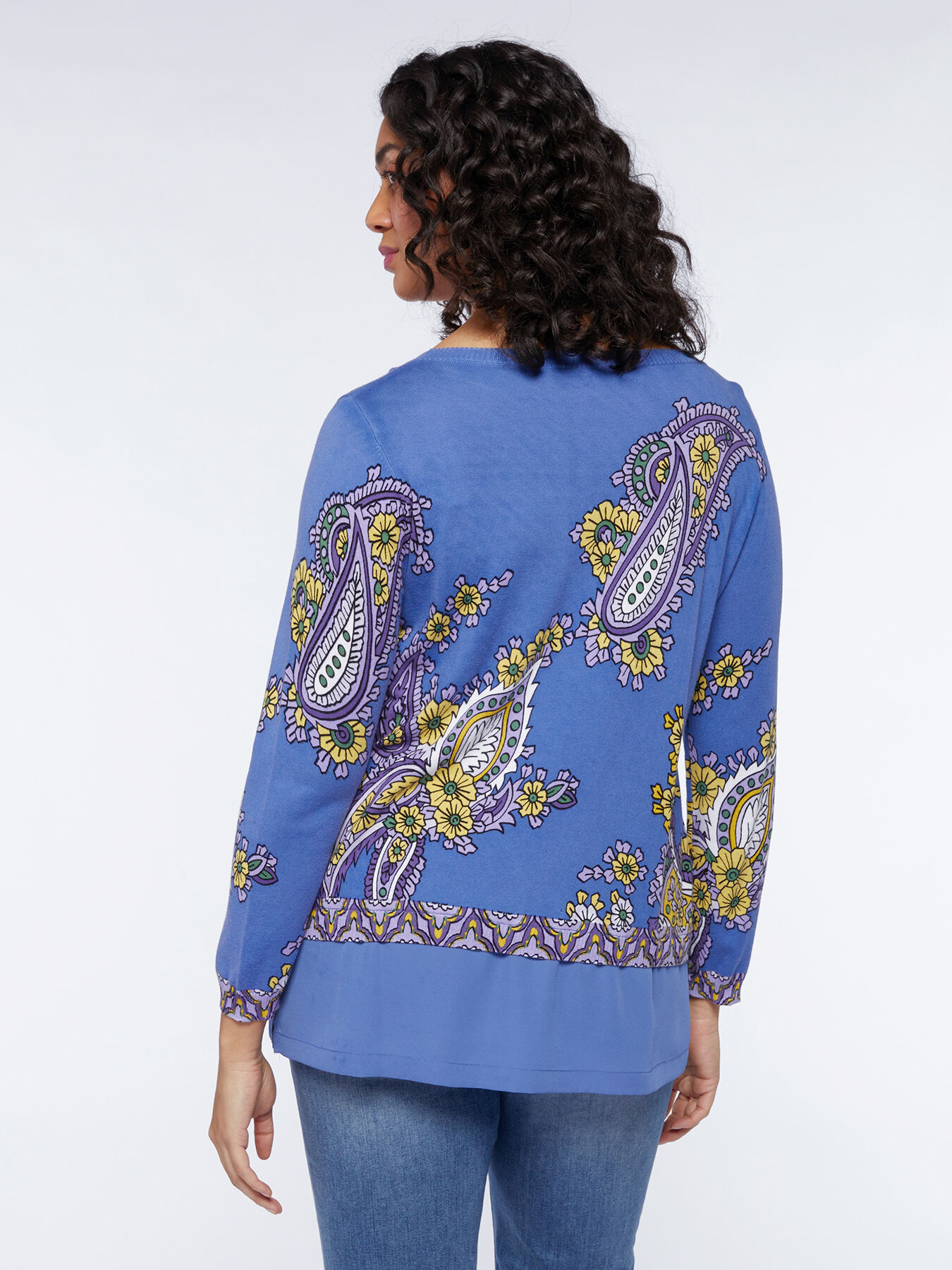 Pull imprim&eacute; avec bordure en tissu image number 1