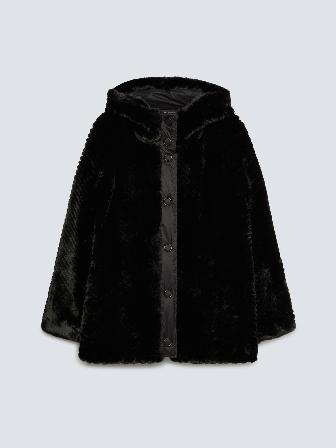 Nylon and fur-effect fabric down jacket image number 4