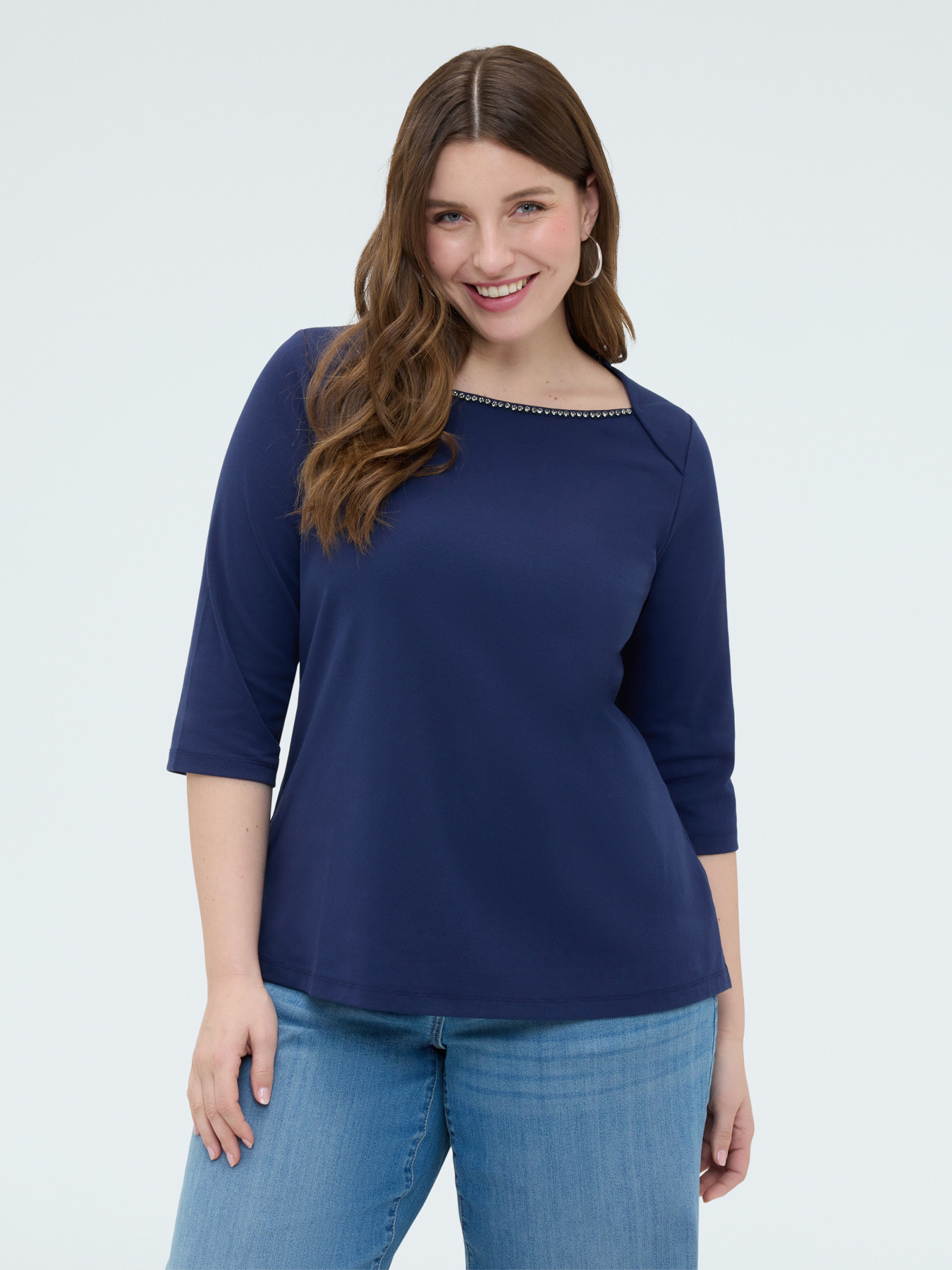 Jersey t-shirt with jewel appliqu&eacute;s image number 0