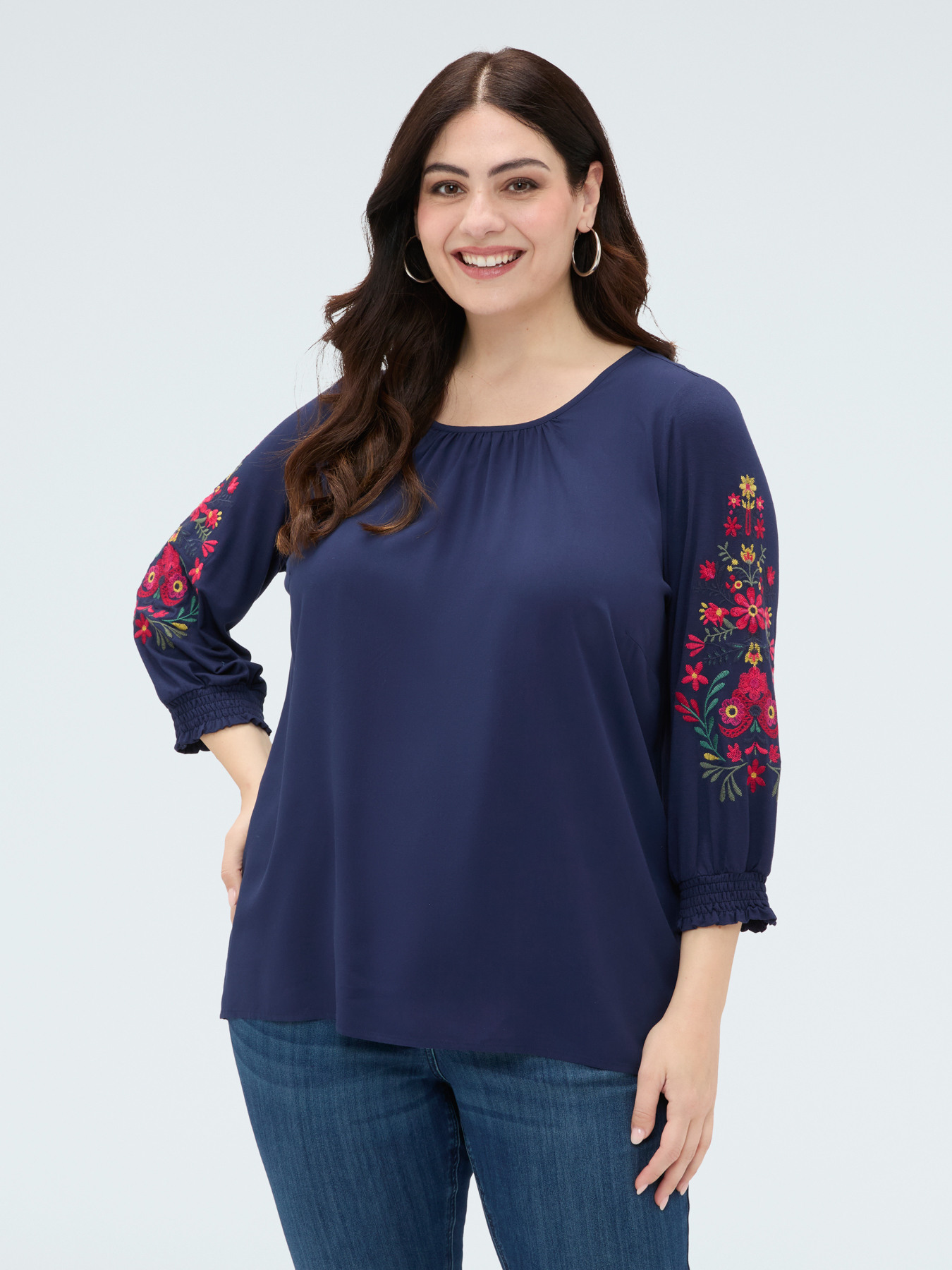 Viscose t-shirt with embroidery image number 2