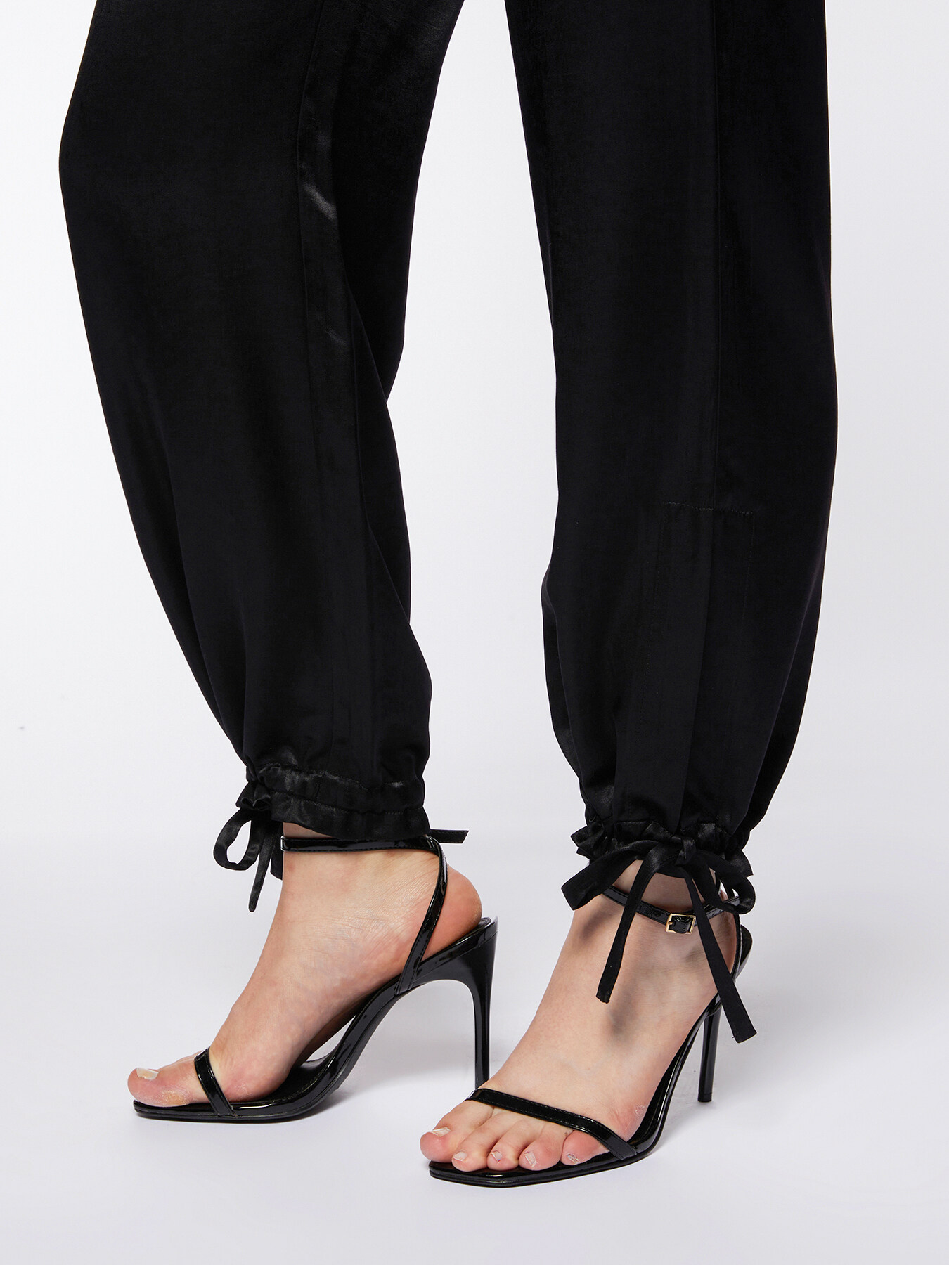 Satin trousers with drawstring at hem image number 3