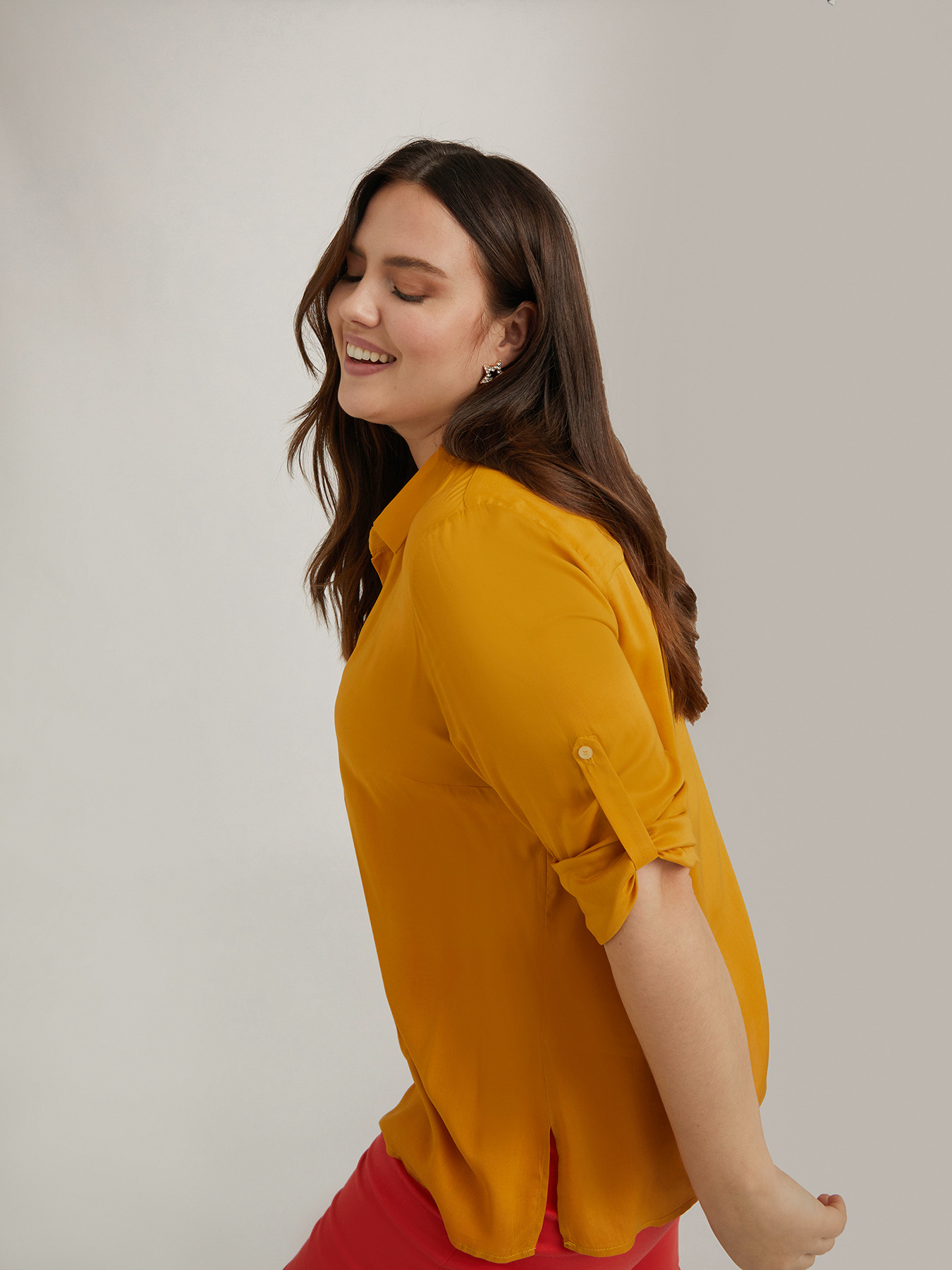 Blusa in viscosa tinta unita image number 2