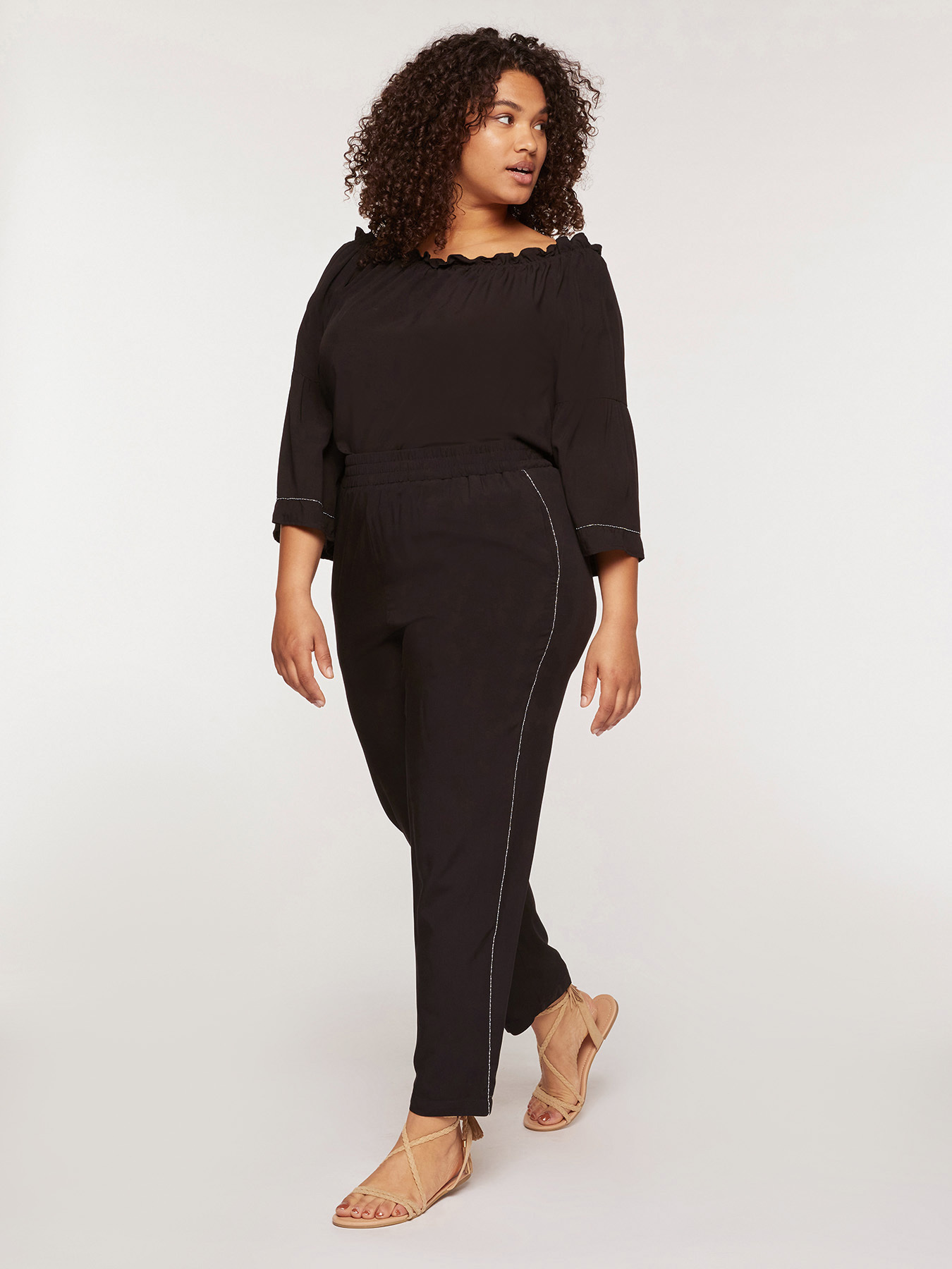 Embroidered viscose trousers image number 0