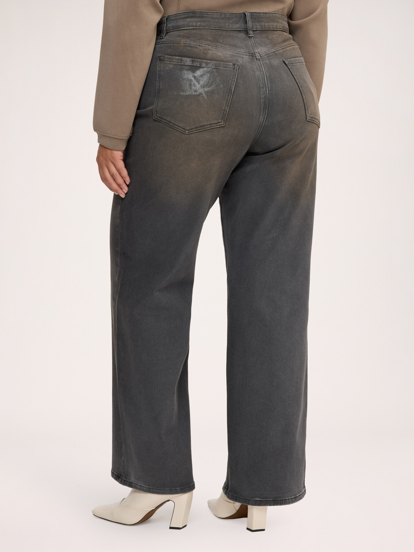 Straight leg jeans with laminated effect image number 1
