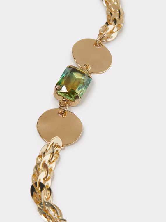 Bracelet with discs and gemstone
