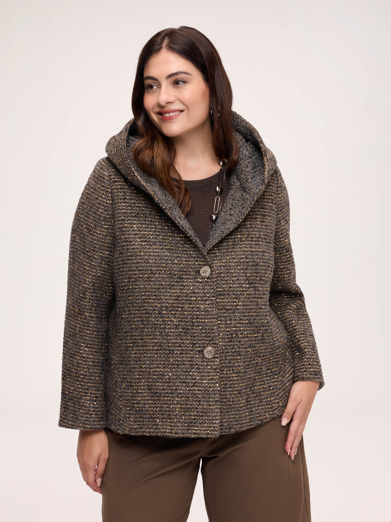 Wool-blend jacket with lurex thread image number 0
