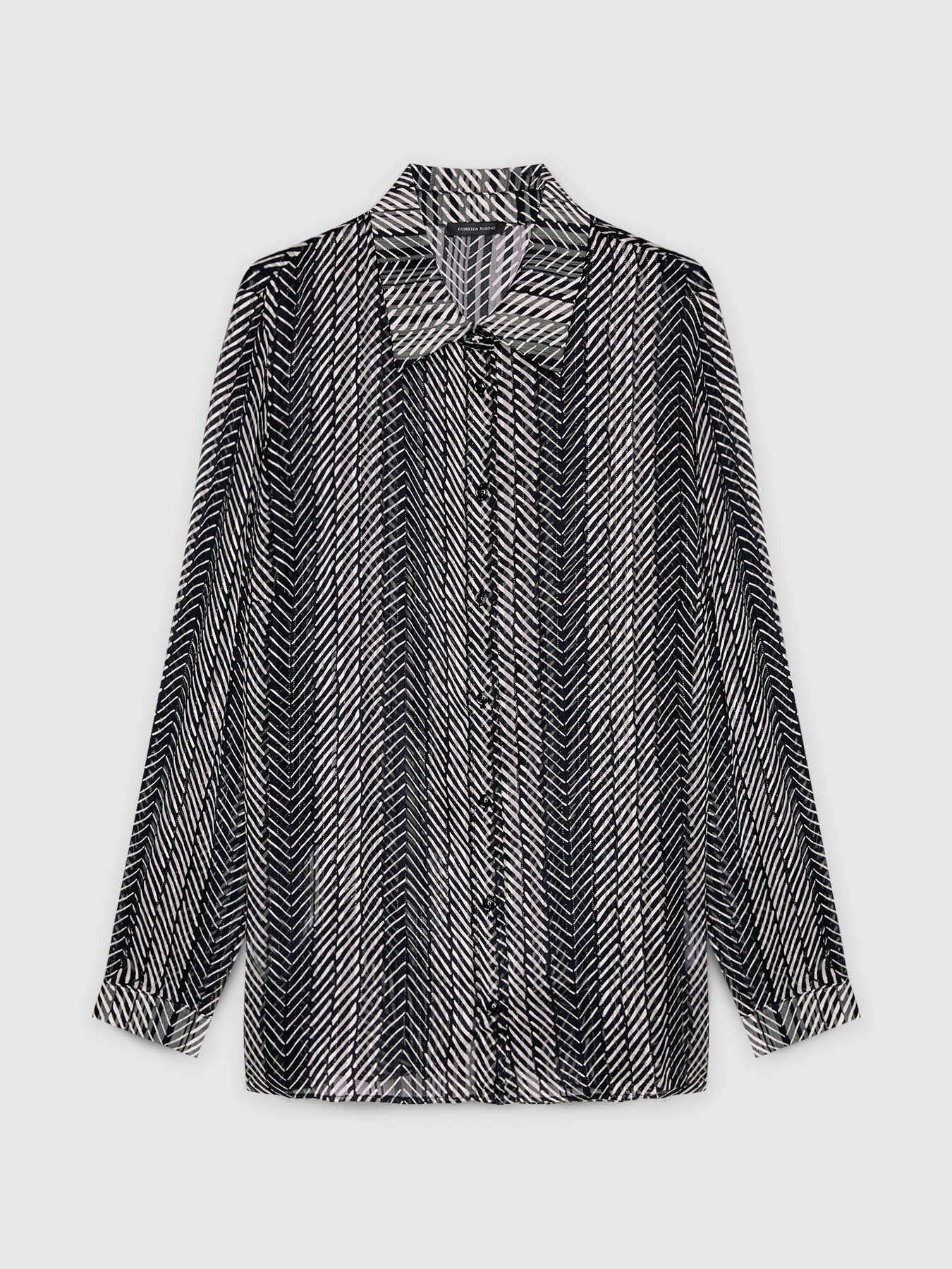 Chemise &agrave; impression &agrave; chevrons noire et blanche image number 4