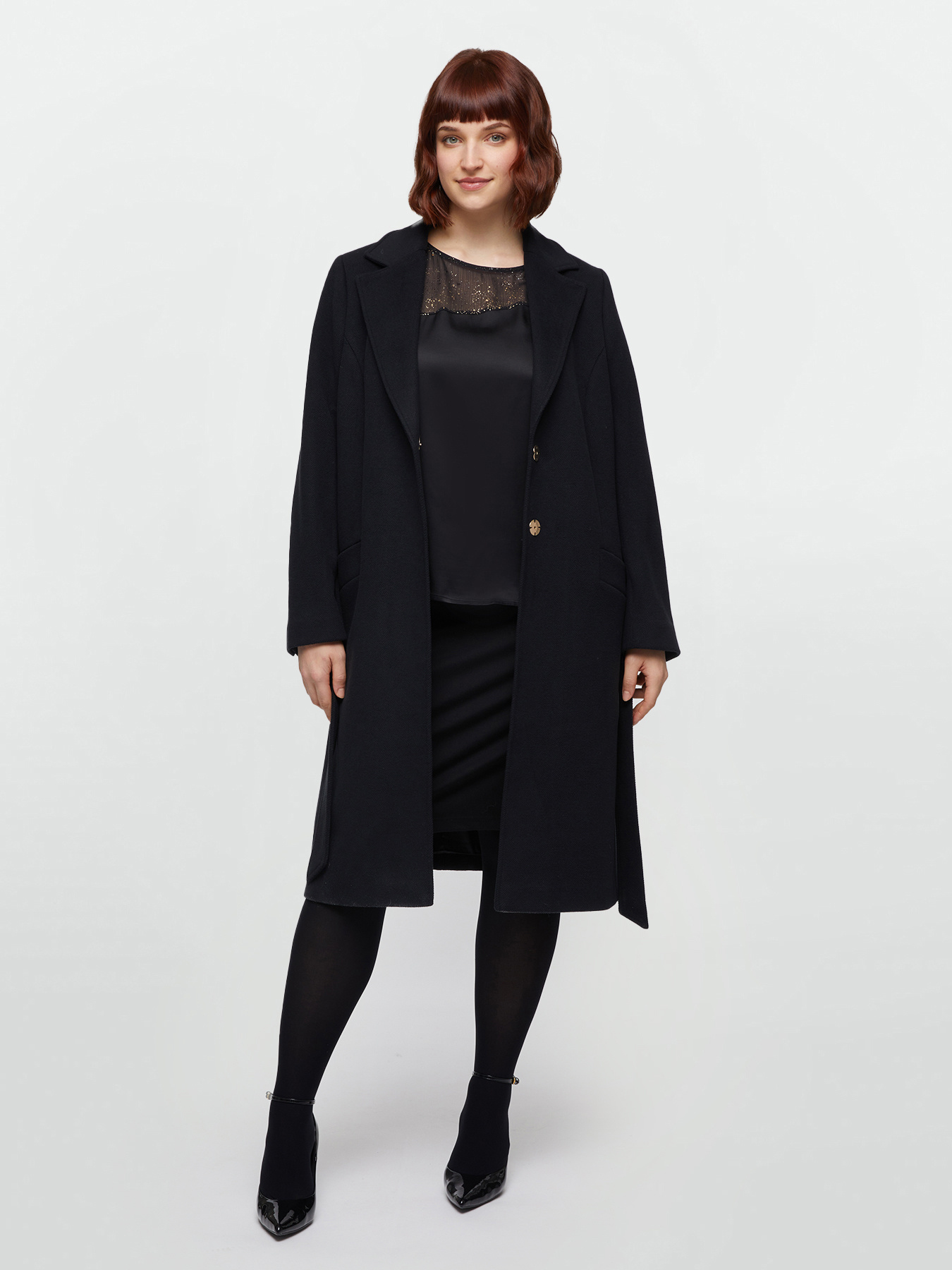 Dual fabric blouse with gold print image number 3