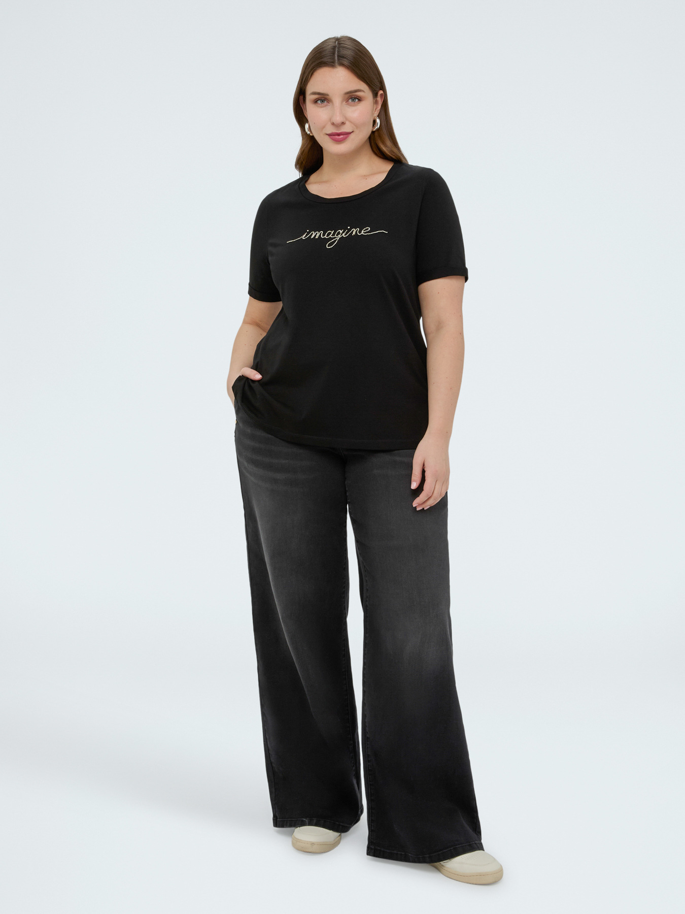 Cotton t-shirt with crystal lettering image number 3