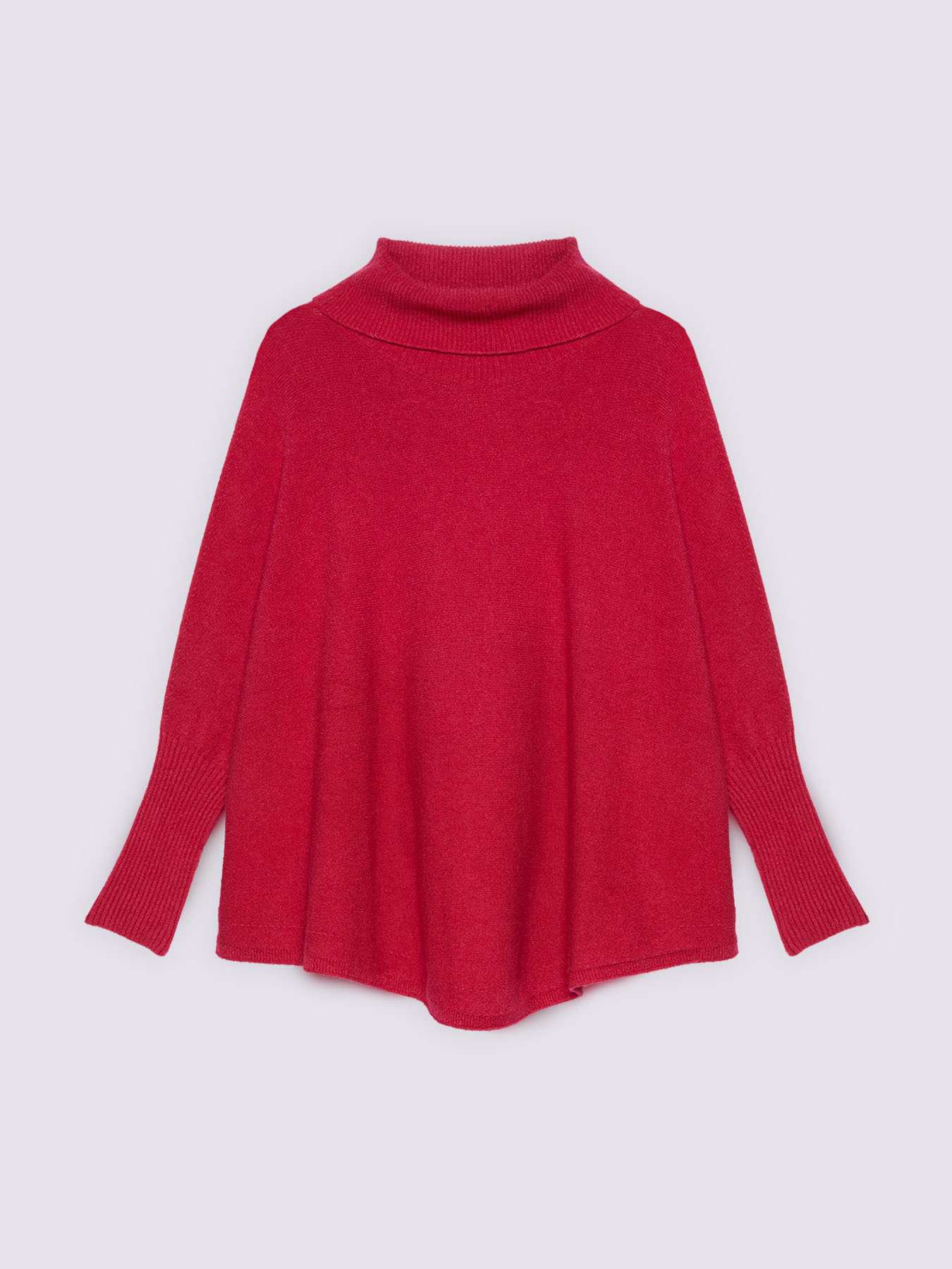 Turtleneck poncho sweater in viscose blend knit image number 4