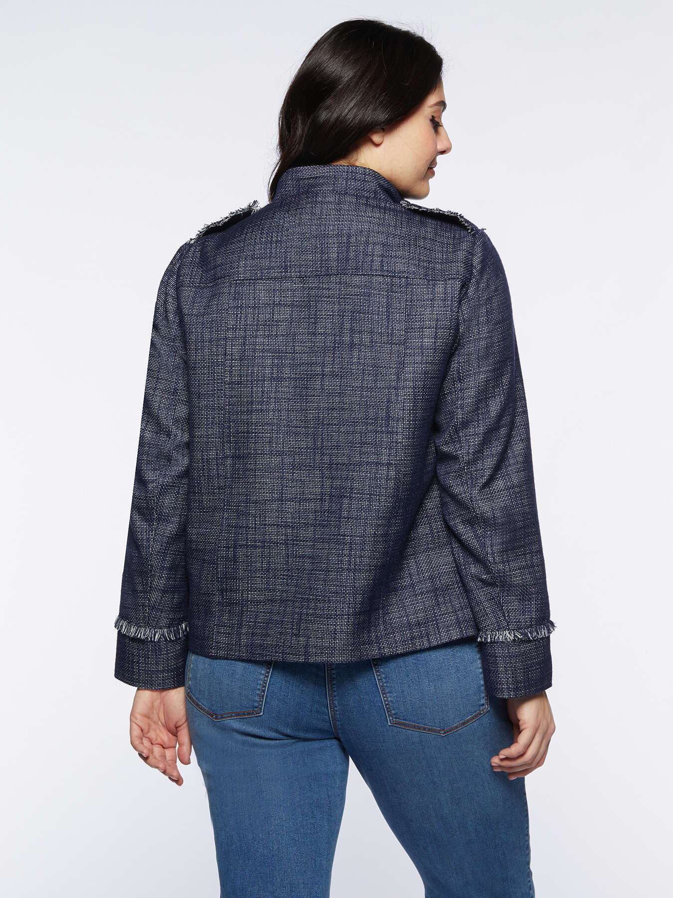 Giacca in tinto filo con frange image number 2