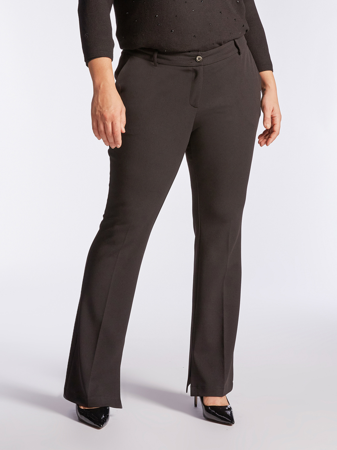 Crepe jersey flared trousers image number 2