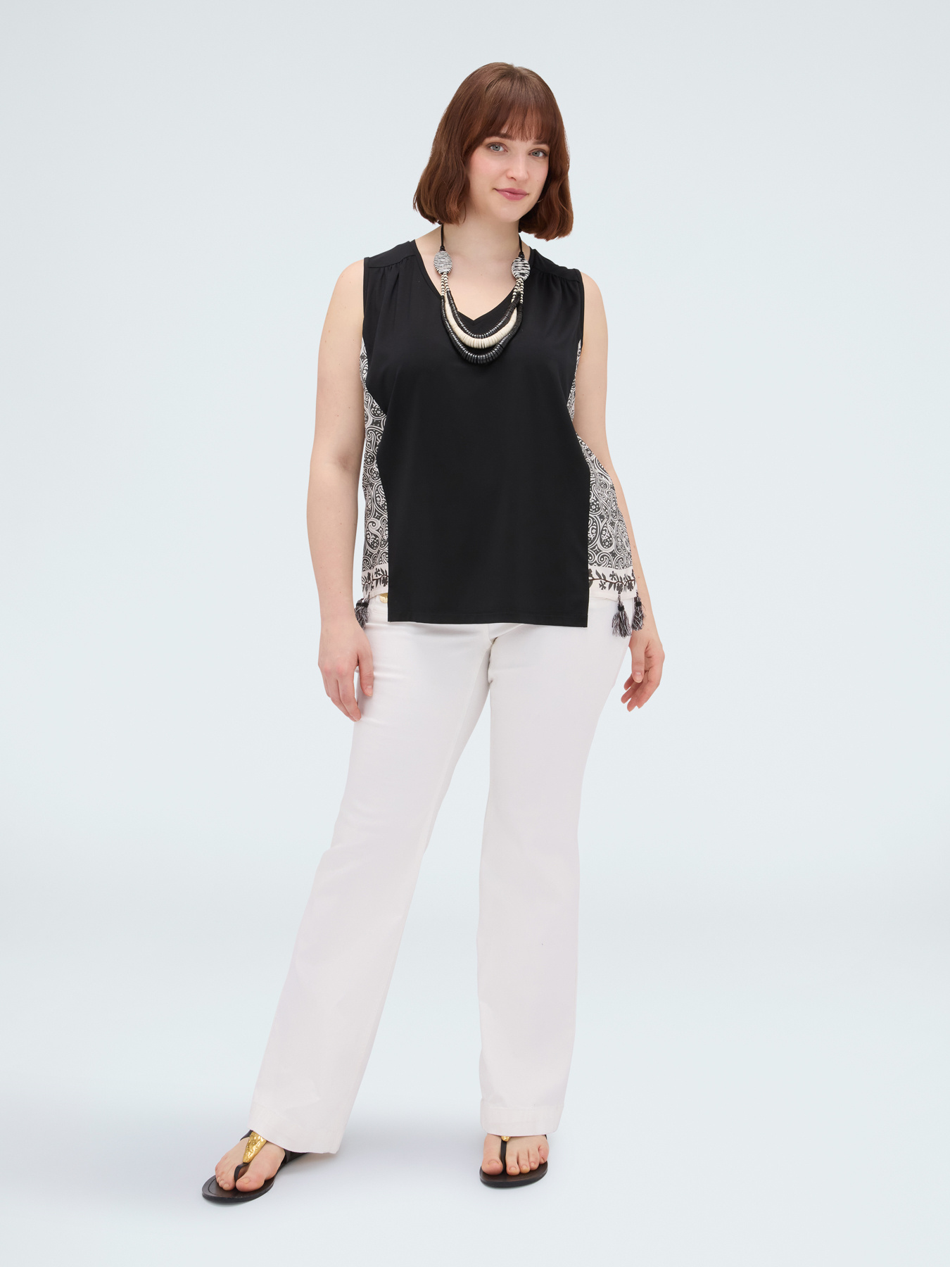 Two-tone top with tassels image number 2