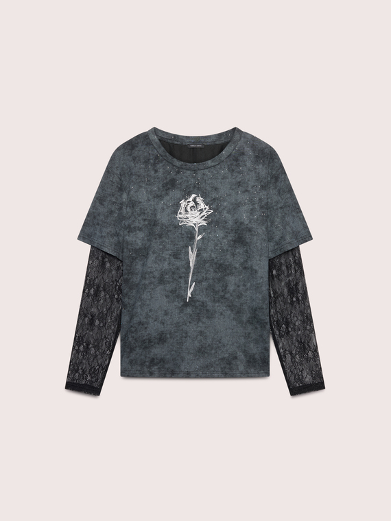 T-Shirt mit Spitzen&auml;rmeln