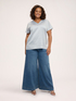 Bi-material T-shirt in viscose satin image number 2