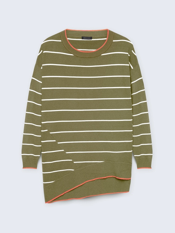 Striped asymmetrical sweater