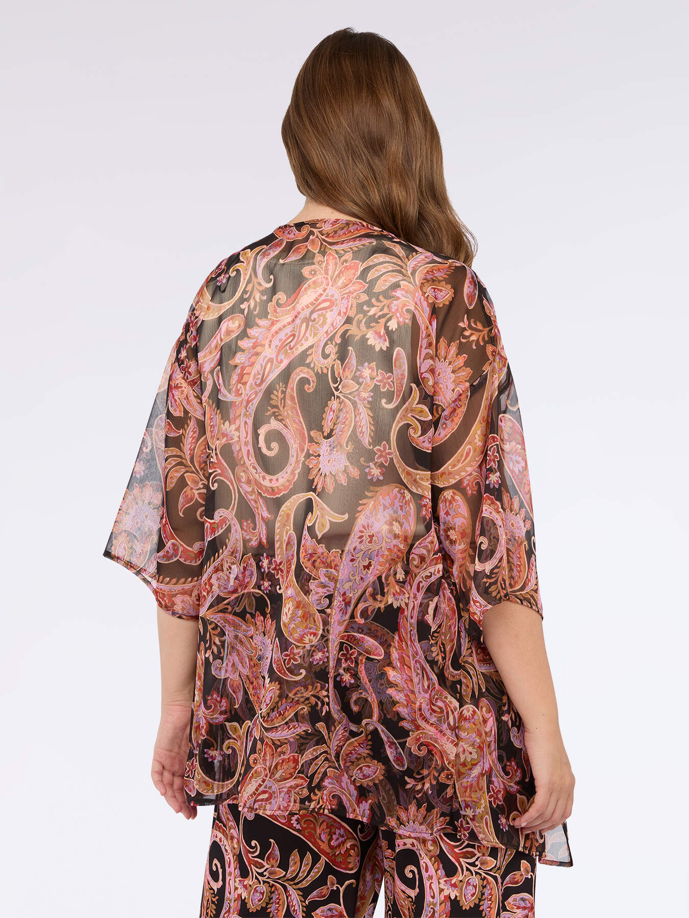 Kimono aus Cr&ecirc;pe mit Paisley-Druck. image number 1
