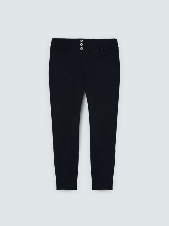 Jeggings in denim black con bottoni decorativi