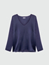 Dual fabric T-shirt with v-neck image number 4