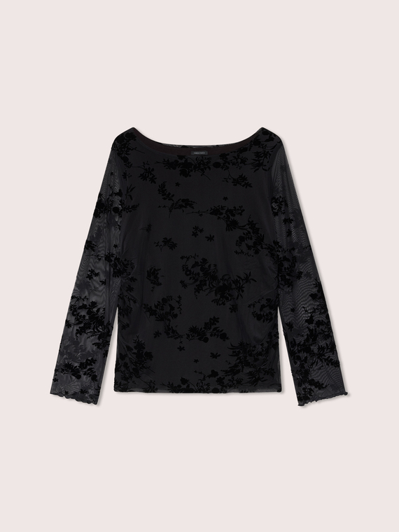 T-shirt en tulle avec broderie flock
